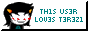 terezi next to text that says THIS USER LOVES TEREZI in terezi's typing quirk